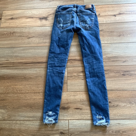 American Eagle sz 0 super super stretch jegging jeans euc distressed like new! - Picture 8 of 11